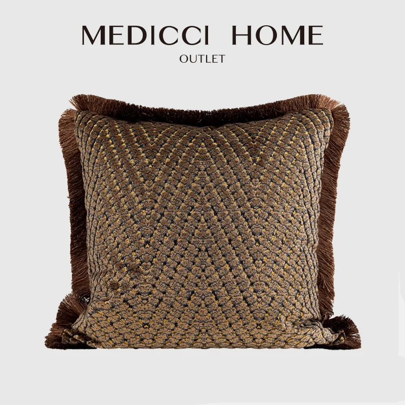 Medicci Home Vintage Italian Style Luxury Pillow Case Brown Gold Geometric Scatter Cushion Cover For Living Room Sofa Chair Bed