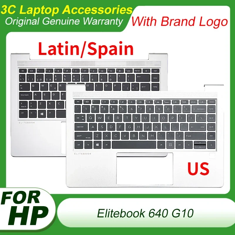 

Original New US Spain Latin Keyboard for HP Elitebook 640 G10 Laptop Palmrest Upper Cover Backlit Keyboard Top Case Replacement