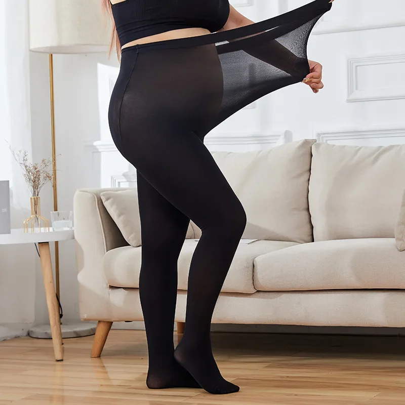 Plus Größe 130KG frauen Samt Strumpfhosen 120D Hohe Taille Warme Herbst Winter Strumpfhosen Stretchy Ouvert Weibliche Engen