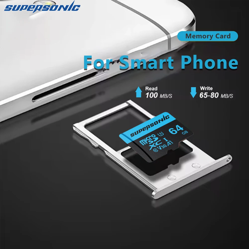 Original Supersonic Micro SD Card C10 32GB 64GB 128GB Microsd Memory Card A1 Flash TF Card for Phone&Surveillance camera