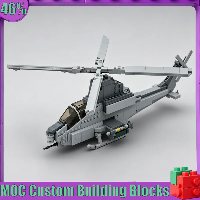 608PCS MOC Attack Helicopter Aircraft Model Custom Puzzle Technical DIY Assembly Educational Toy Collection Display Popular Gift