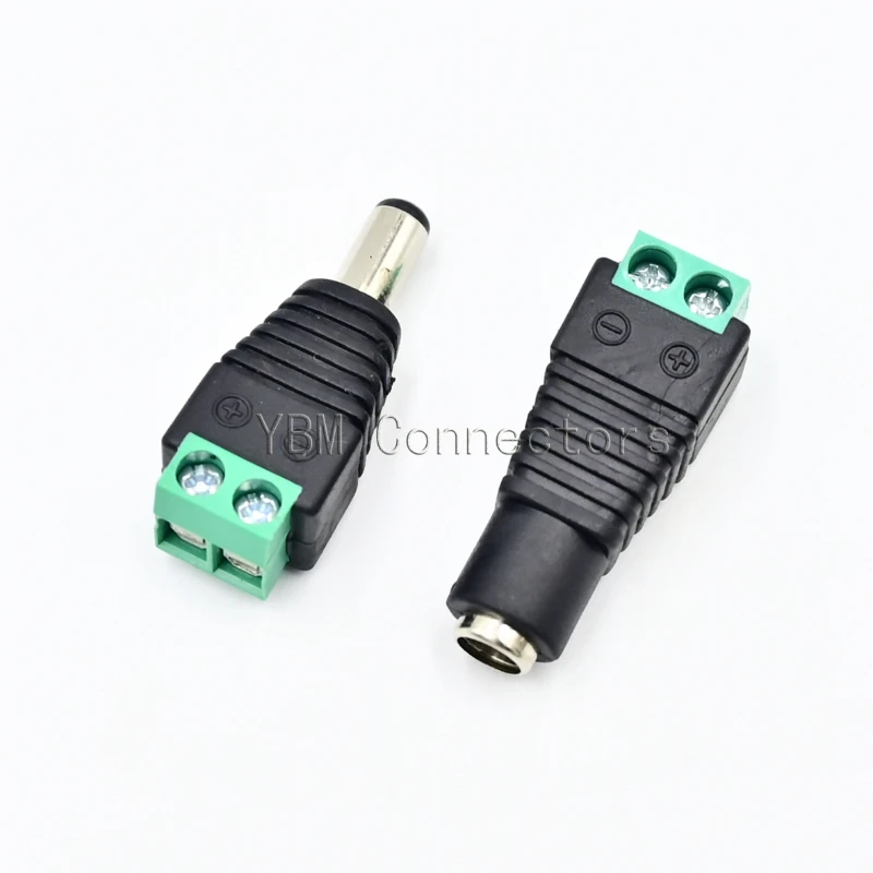 10Pcs/LOT 12V 2.1 x 5.5mm DC Power Male Plug Jack Adapter Connector Plug for CCTV single color LED Light