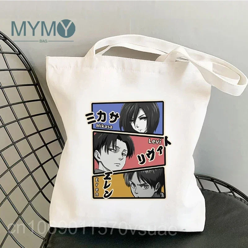 Attack on Titan Shopping Bag Graphic Shoulder Bags Students Girls Anime Printed Casual Totes Female Large Capacity Handbags