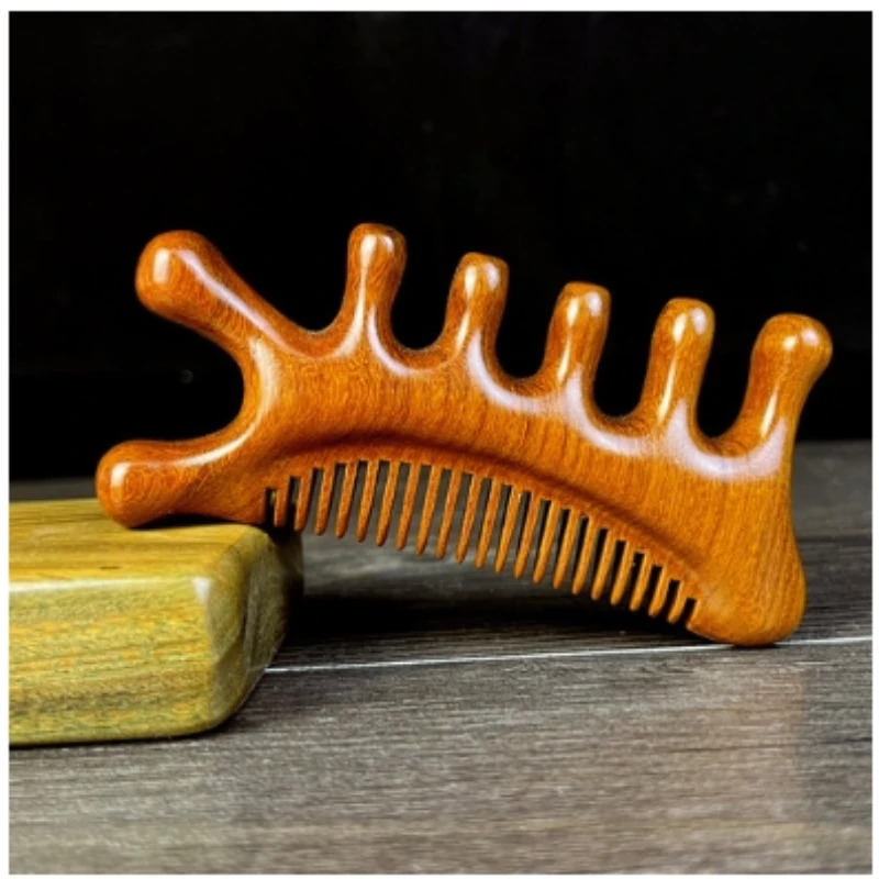 1 Pcs Massage Comb Blood Circulation Green Wood Sandalwood Comb Scalp Meridian Relax Anti-static Styling Tool Salon Hair Brush