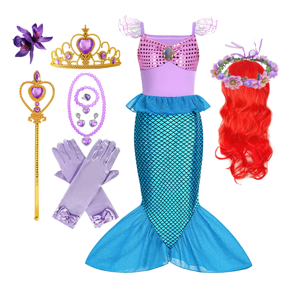 Girls Mermaid Costume Kids Children Purim Holiday Party Clothes for Carnival Birthday Gift Princess Cosplay Dress