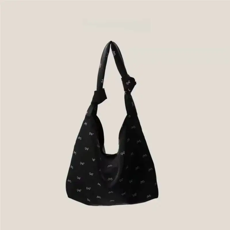 

Bloom Retro Casual Bow Print Purse Women Portable Large Capacity Tote Bag Female Shopping Canvas Shoulder Bags New