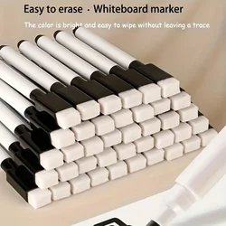 40PC Black Marker Pens Magnetic Whiteboard Dry Erase Pens Built InErasers Cap For Office Classroom Writing Supplies