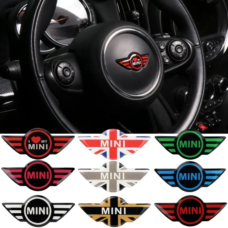 1pc Car Steering Wheel Sticker Emblem Logo for Mini Cooper John Cooper Works R50 R52 R53 R55 R56 F54 F55 F56 F60 Auto Decoration