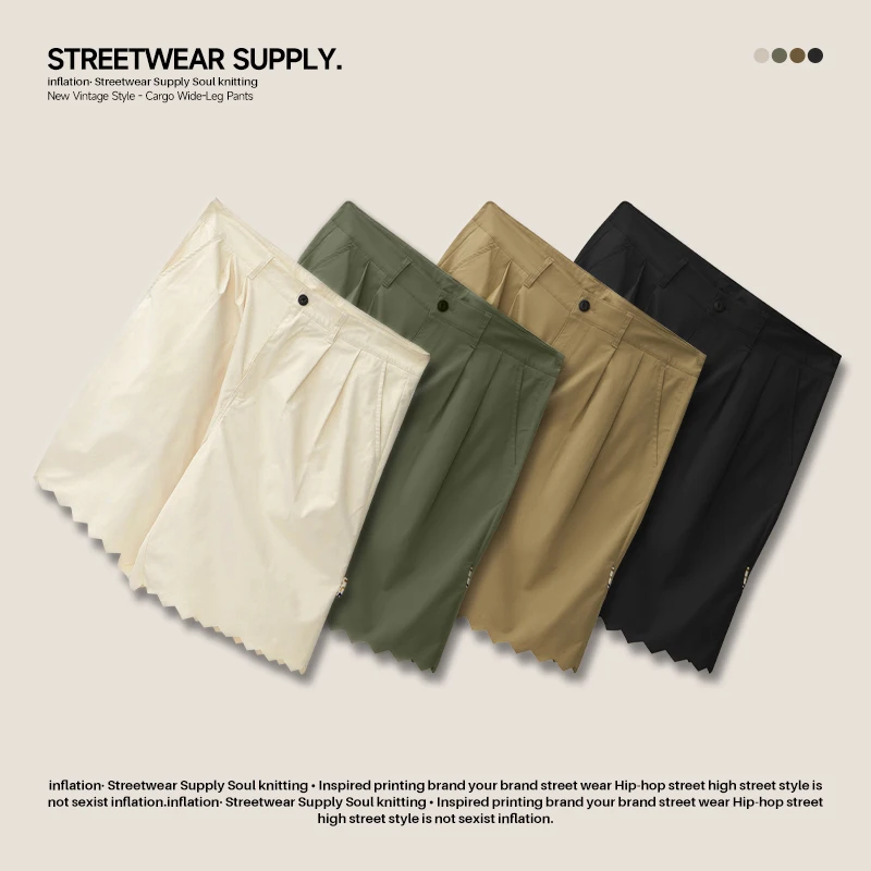 التضخم للجنسين النمط الياباني محززة هيم البضائع السراويل المتناثرة مستقيم الساق السراويل زائد الحجم