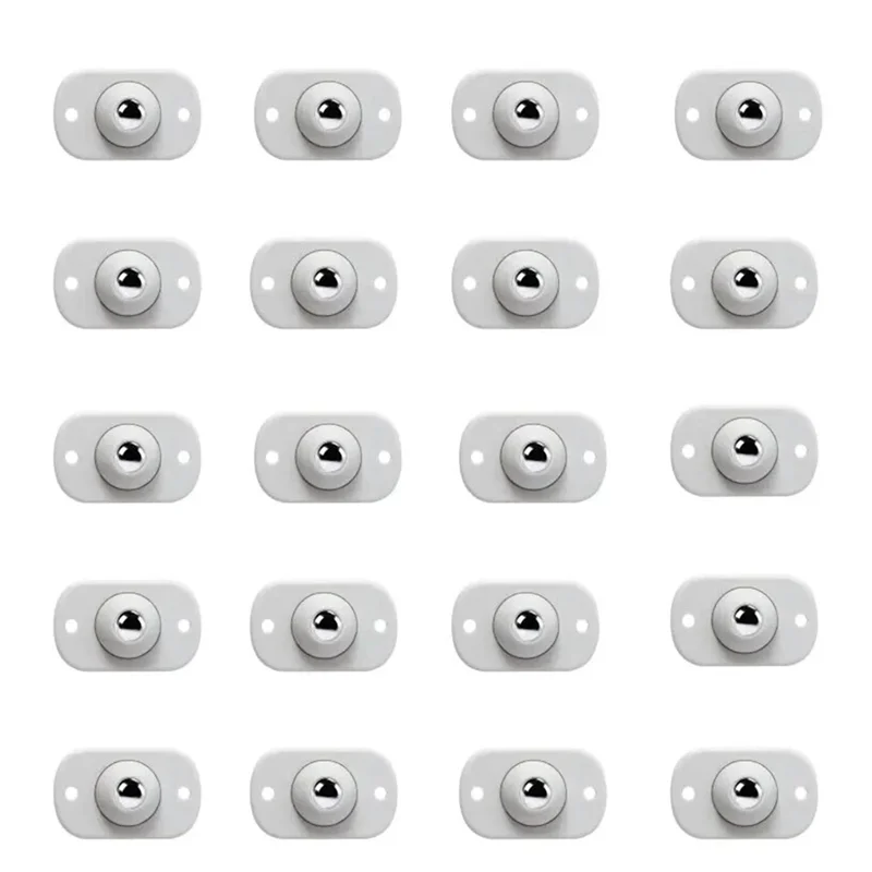 PORK-20Pcs Wheels For Furniture Stainless Steel Roller Self Adhesive Caster Home 360 Degree Swivel Universal Wheel