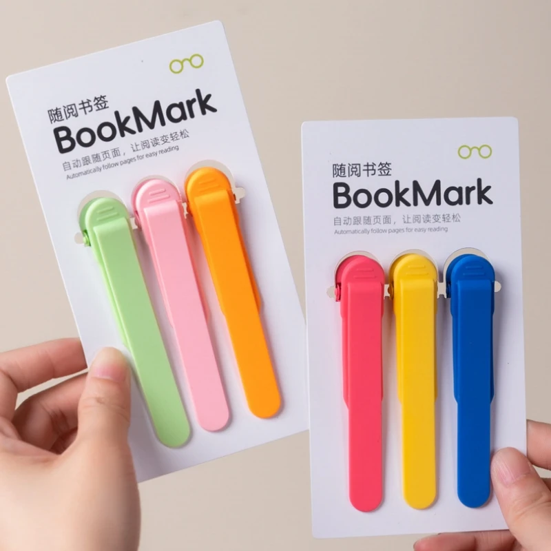 

3Pcs Silicone Bookmark Automatically Follows Page Flipping Student Bookmarks Office Stationery Home Office School Supplies