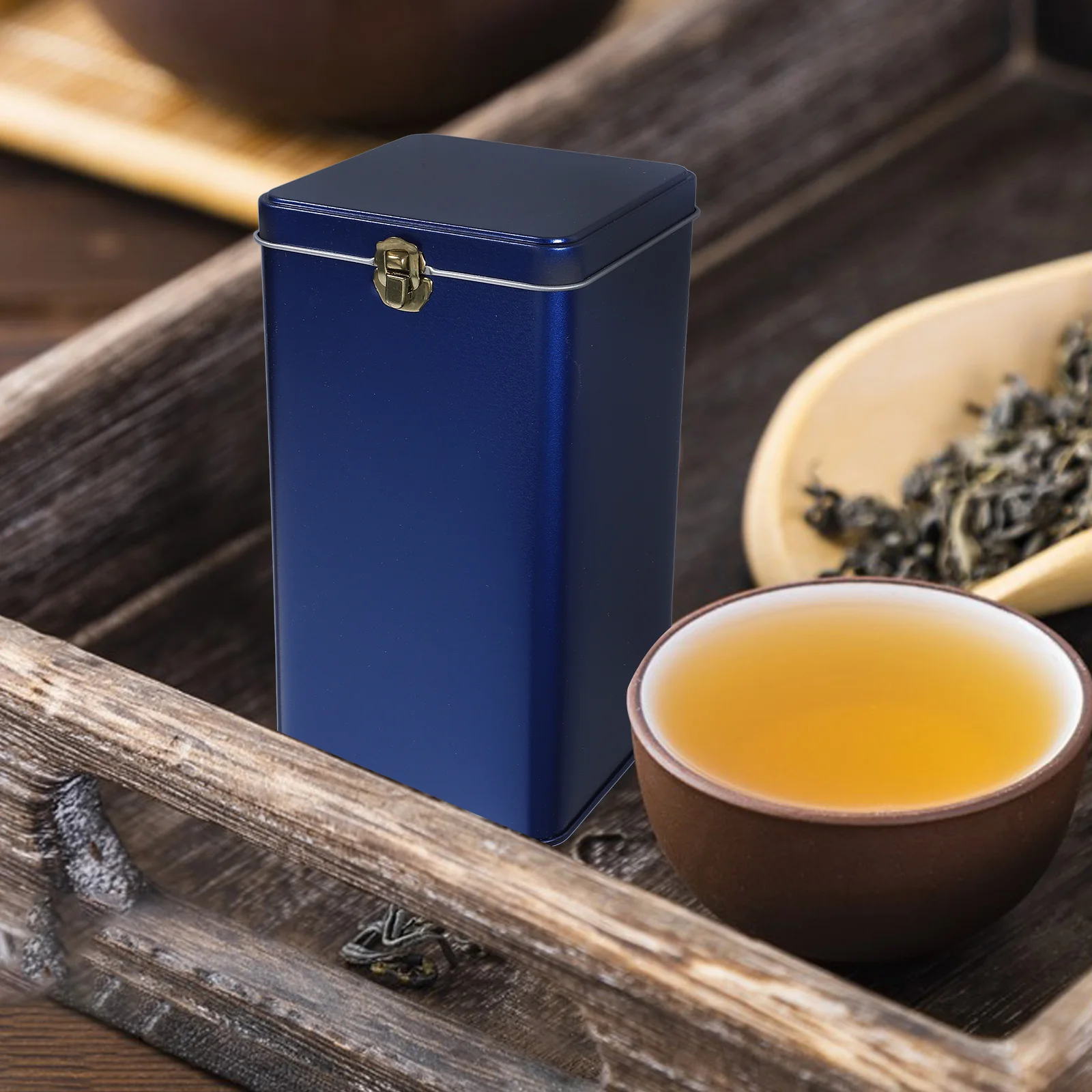 

Tea Metal Boxes Lock Tin Canister Loose Leaf Storage Containers Freshness Tinplate Sealed Design Portable