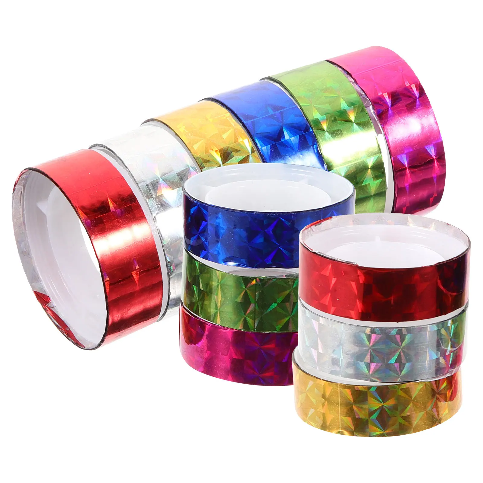 

12 Rolls Holographic Scrapbook Tape Plastic Decorative Tape for Scrapbooking Diaries Journals Crafting Supplies