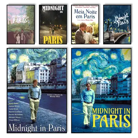 Midnight in Paris Movie Poster HD Self Adhesive Waterproof Wall Art Ideal for Home Office Dorm Bedroom Great Gift