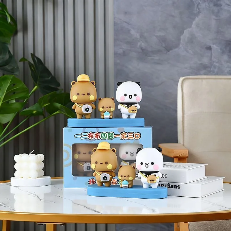 Neue Auto-Ornamente für eine dreiköpfige Familie: Bubu und Dudu, niedliche Puppen, Spielzeug, niedliche Cartoon-Pandabär-Puppen, Zubehör, Mädchen-Weihnachtsgeschenk – Detail 1