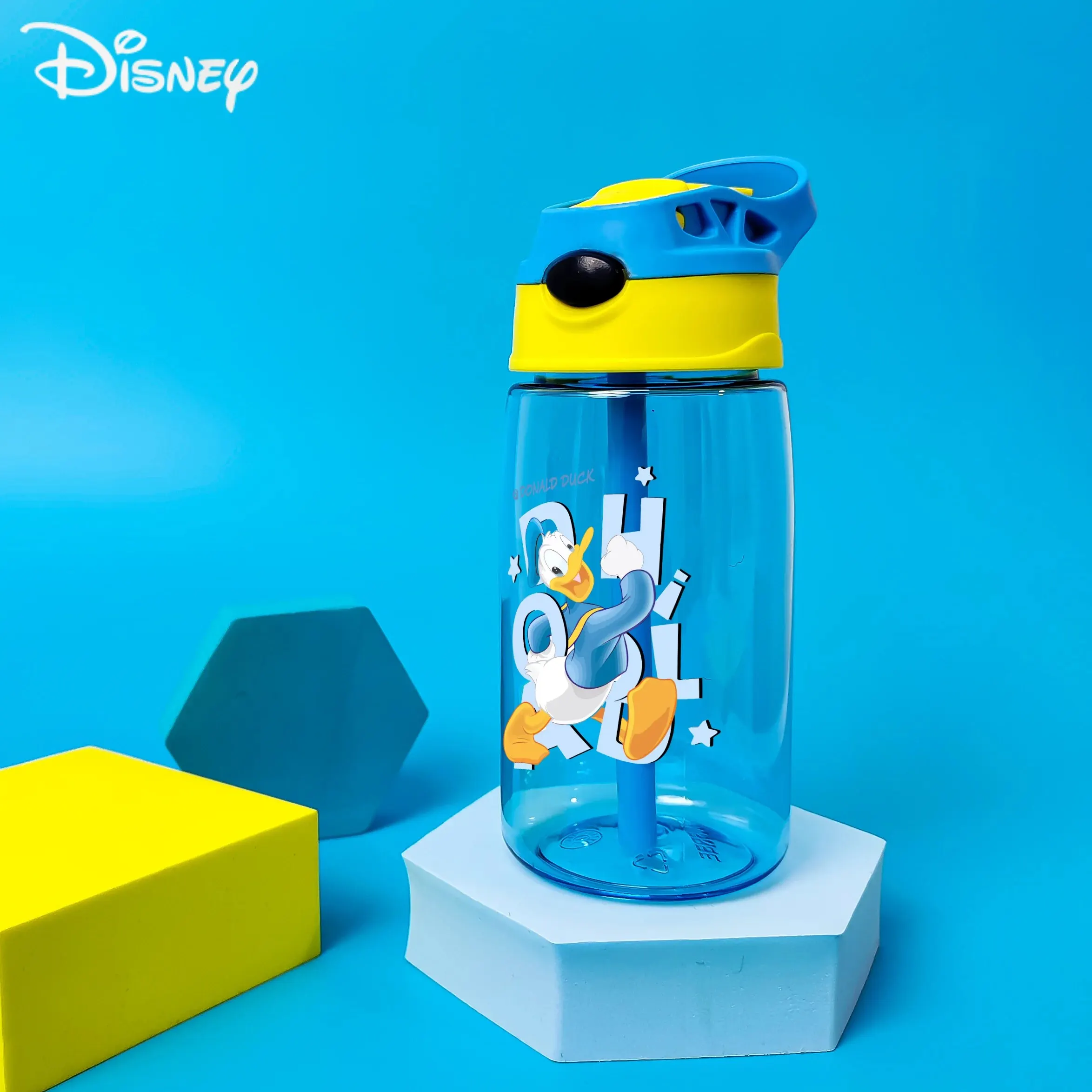 Disney Children's Donald Duck Bounce Switch Straw Cup 480ML Portable Sports Plastic Water Bottle