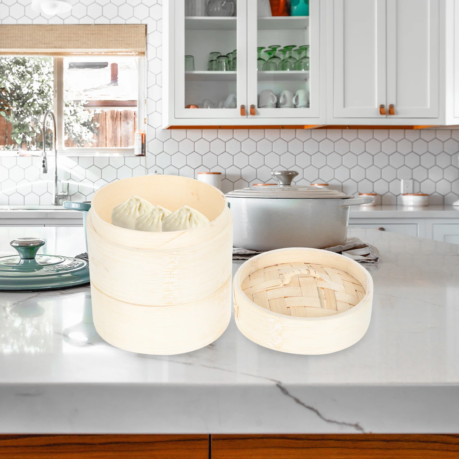 

Bamboo Steamer 3 Tier Kitchen Food Eco Friendly Healthy Safe Drainage Design High Temperature Resistant Easy Clean Stain