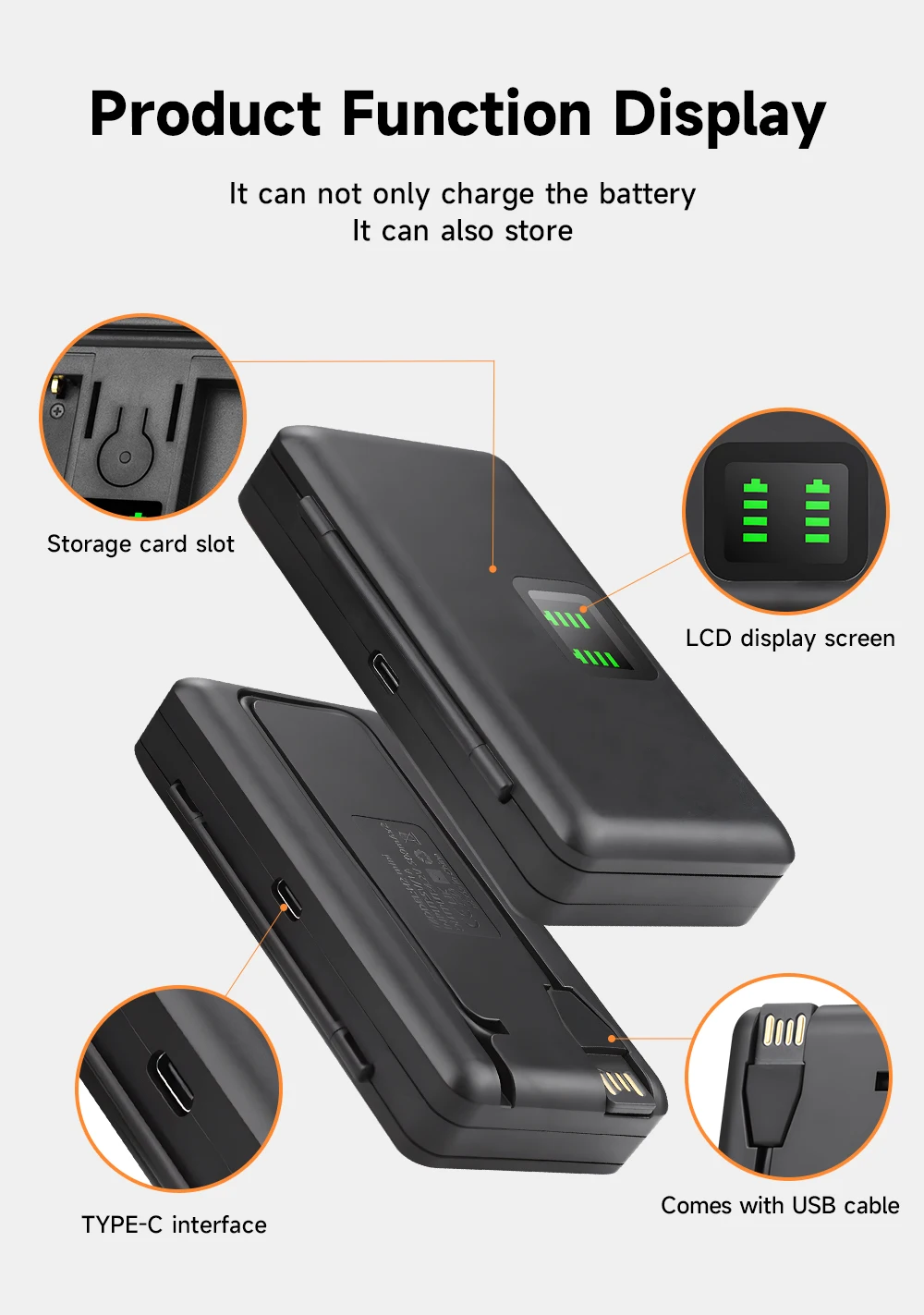 2250-mAh-Akku für DJI OSMO Action 360, für OSMO Action 6, für OSMO Action 5 Pro, für OSMO Action 4, für OSMO Action 3, für 360 II, mit 2-fach-LCD-Ladegerät. – Detail 9
