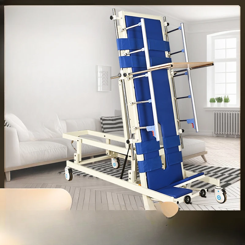 Household manual standing nursing bed multi-functional straight frame