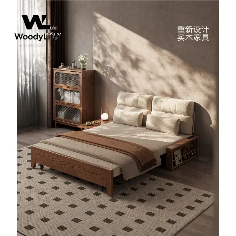 Folding Sofa Bed Dual-purpose 2026 New Small Apartment Living Room Foldable 1.5 Meters Double Sofa Variable Bed Solid Wood