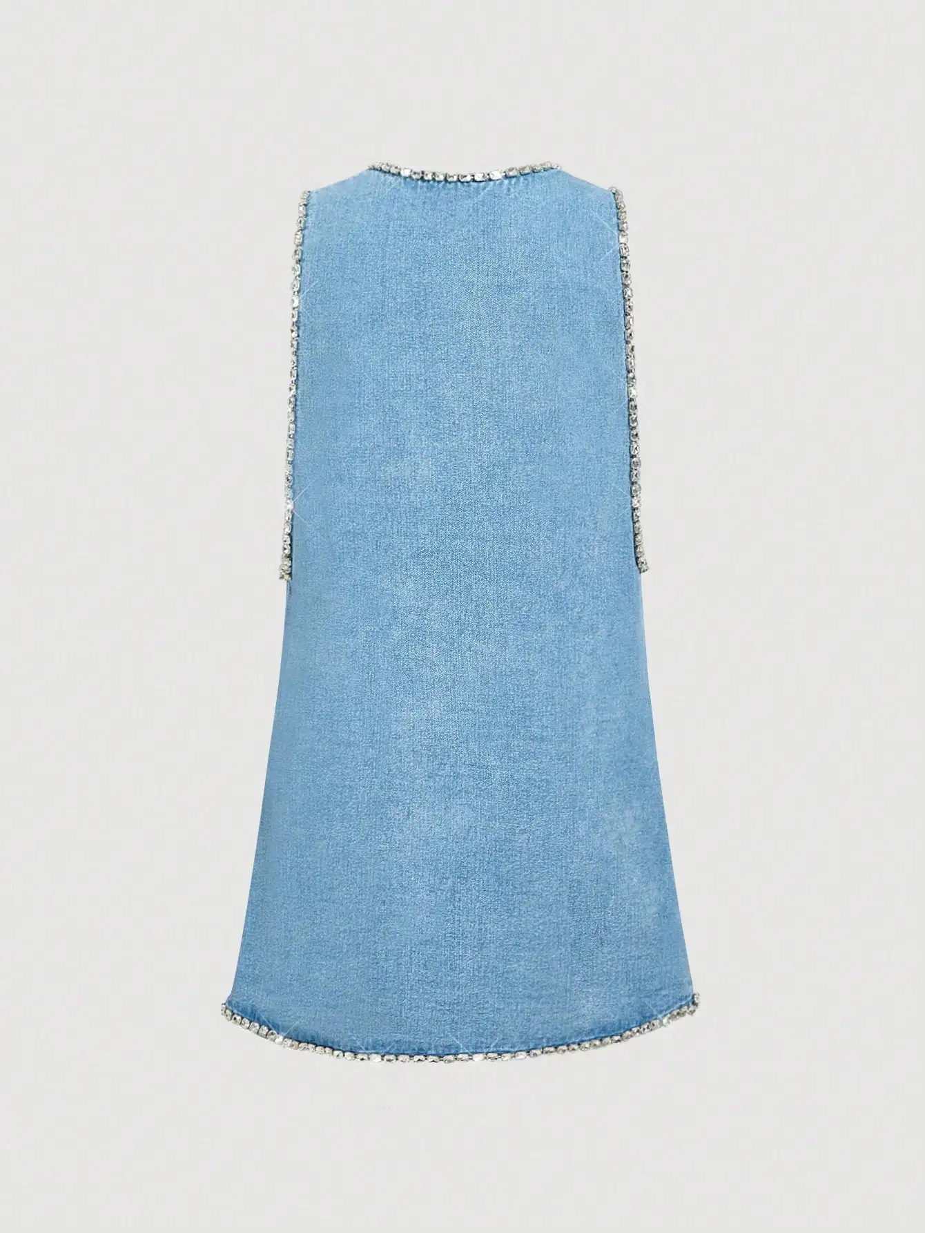 

Women's Sleeveless Denim Dress With Crystal Decoration Summer