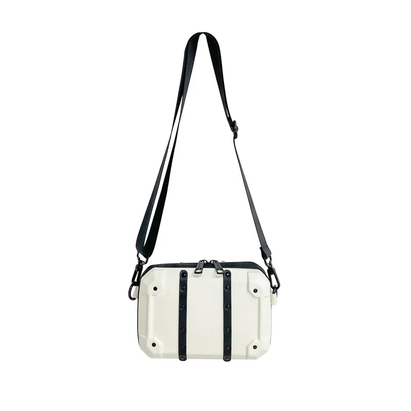 Nuova borsa da uomo Fashion Design Zipper personalità semplice tinta unita Mini borsa quadrata Cool PU materiale bella Crossbody All-match