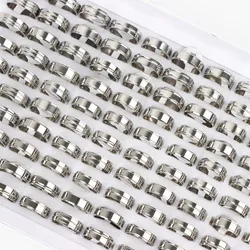 100Pcs/Lot Multicolor Stainless Steel Rings For Women Men Fashion Jewelry Party Gifts Mix Style Not Fade Wholesale