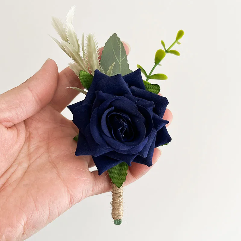 Boutonnière Corsage accessoires de fête de mariage broche fleurs Roses boutonnière artificielle hommes mariage garçons d'honneur costumes épinglettes