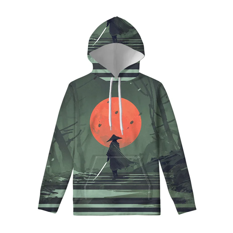 

Japanese Samurai Pattern Hoodie Men Women 3D Printed Art Hoodies Long Sleeves Loose Hoody Street Casual Pullover Swearshirt