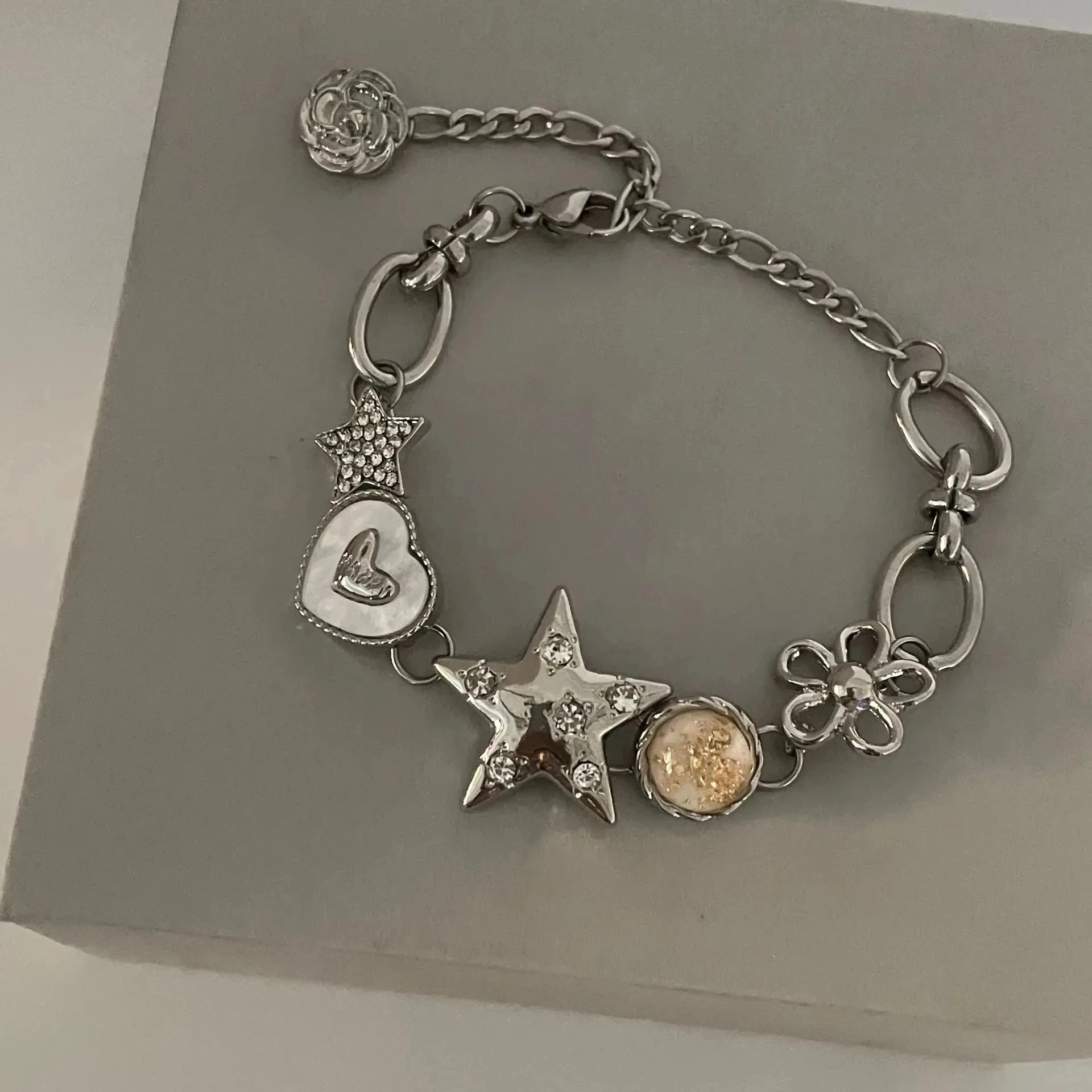 Aesthetic Heart Star Chain Bracelet All-match Fairy Love y2k Jewelry Daily Niche Design Commuter Accessories For Women Girls