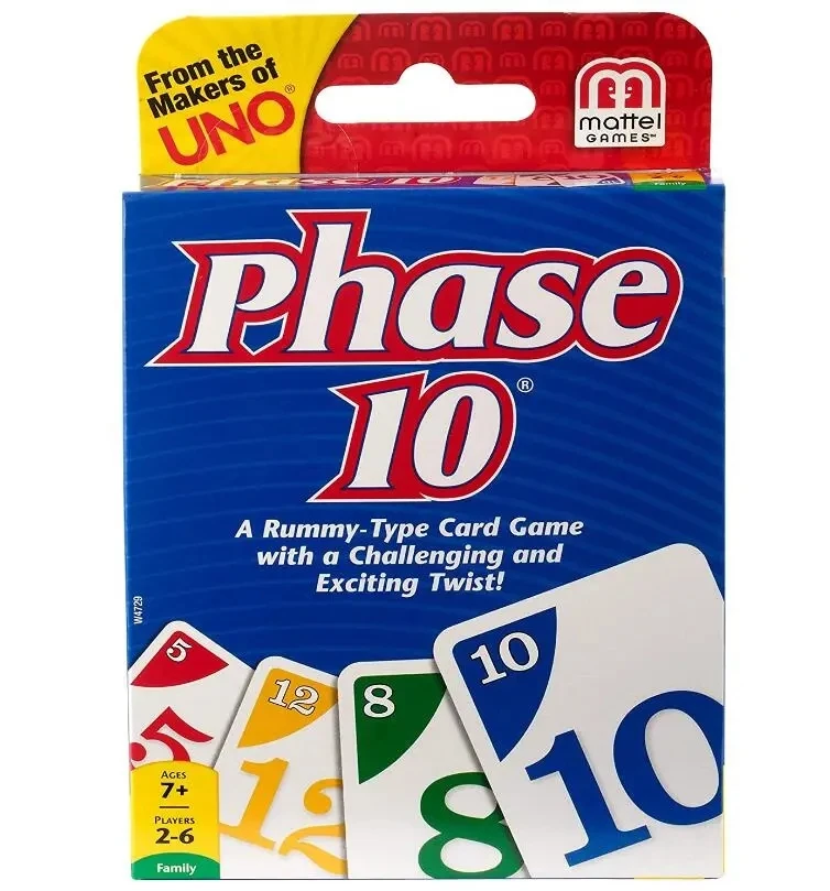 UNO-Phase 10 Kartenspiel, Multijogador Divertido, Jogo de Tabuleiro, Fun Toy Designs, Cartão Familiar