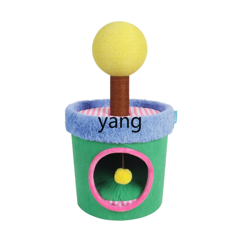 Yjq Colorful Scratching Ball Cat Nest Warm Closed Cat House Scratching Post Integrated Soft Breathable Pet Bed Villa