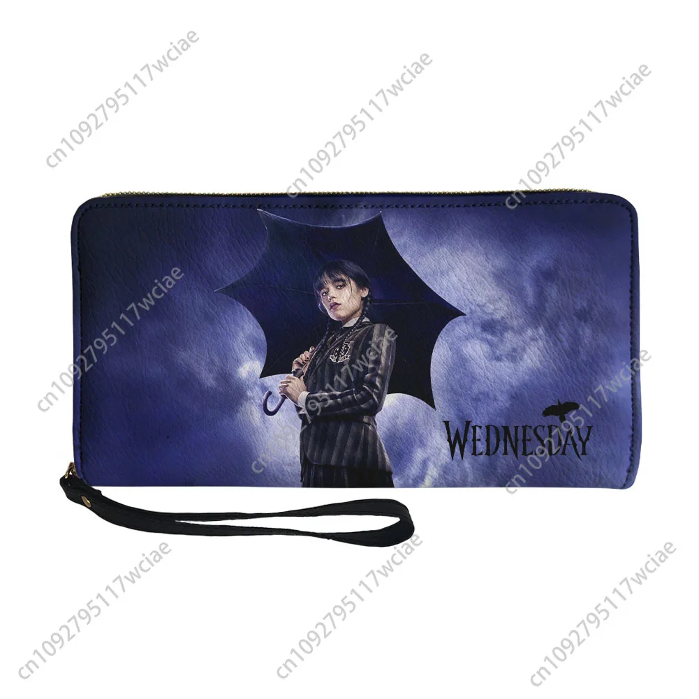 

Wednesday Addams Print Custom Wallet Purse Mens Womens Zipper Long Wallets Double Print Portable Wallet Gift Bag