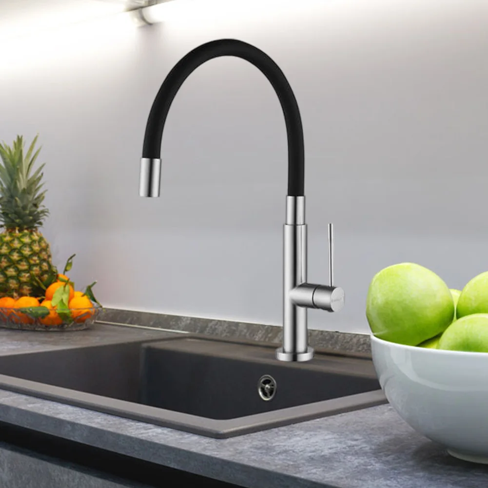 

360° Swiveling Kitchen Faucet Stainless Steel Mixer Tap With High Pressure 2.5 Bar Flow And Splash-Free Aerator