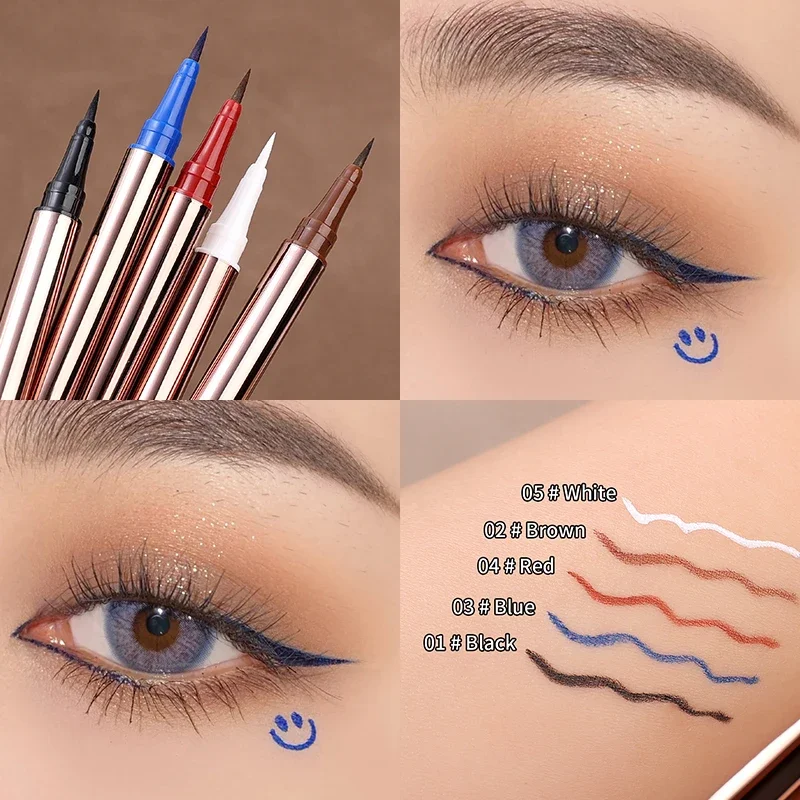 Waterproof Liquid Eyeliner Pencil 5Colors Matte Blue Red White Long Lasting Quick-Dry Not Blooming Eyeliner Pen Makeup Cosmetics