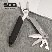 SOG 22 Tools Baton Q4 Mini Multitool Pen Compact Folding Pliers EDC Small Multitools Screwdriver Set 12 Bits Kit Bottle Opener