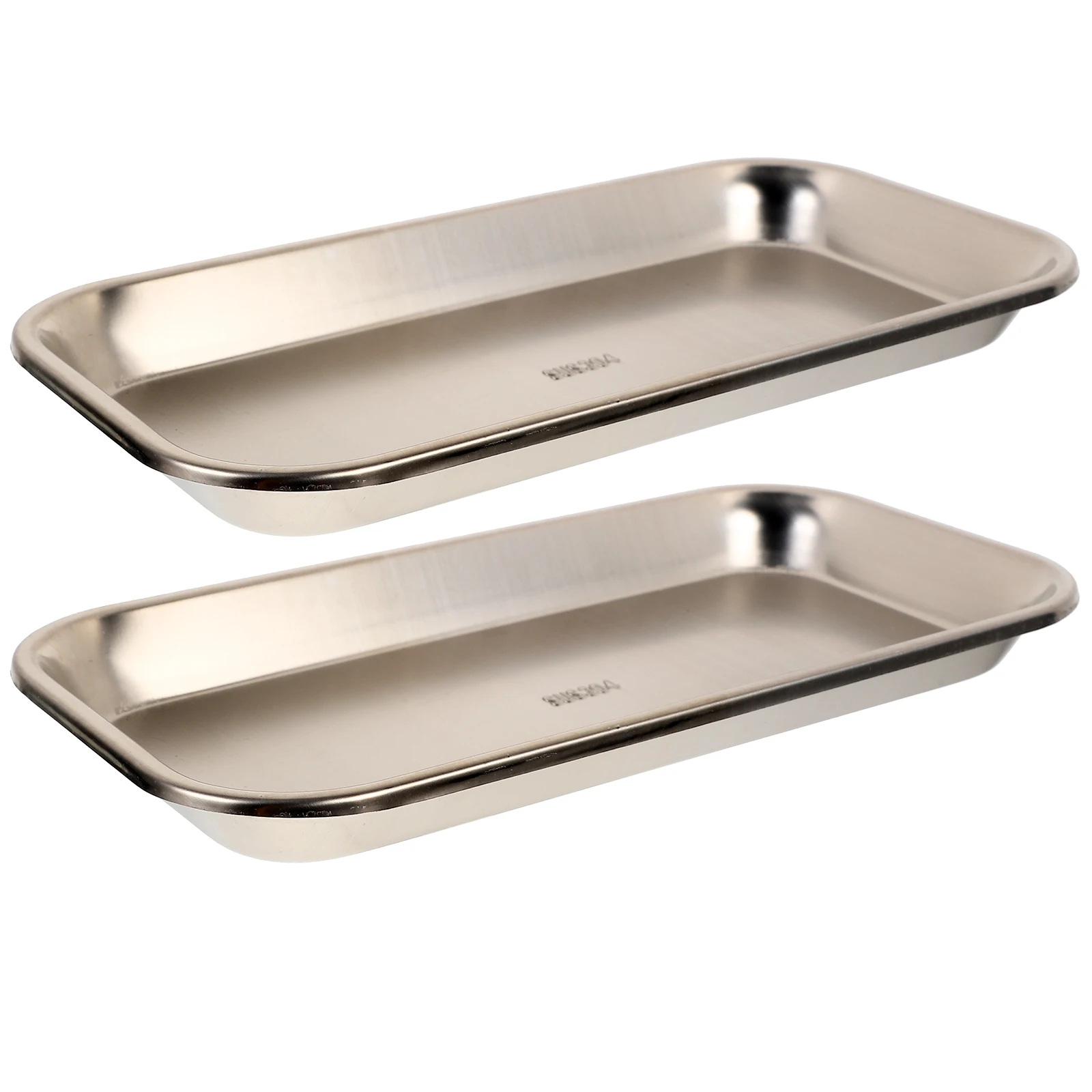 

2 pcs StainlessSteelTray SquareThickEdge ReusableAutoclavable HouseholdBathroom FoodFruit DentalSurgical TeachingEquipment
