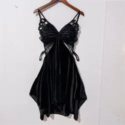 Female Velour Nightgown Women Chemise Sleepwear Dressing Gown Lingerie Female Sexy Lace Nightdress Home Dress Loungewear