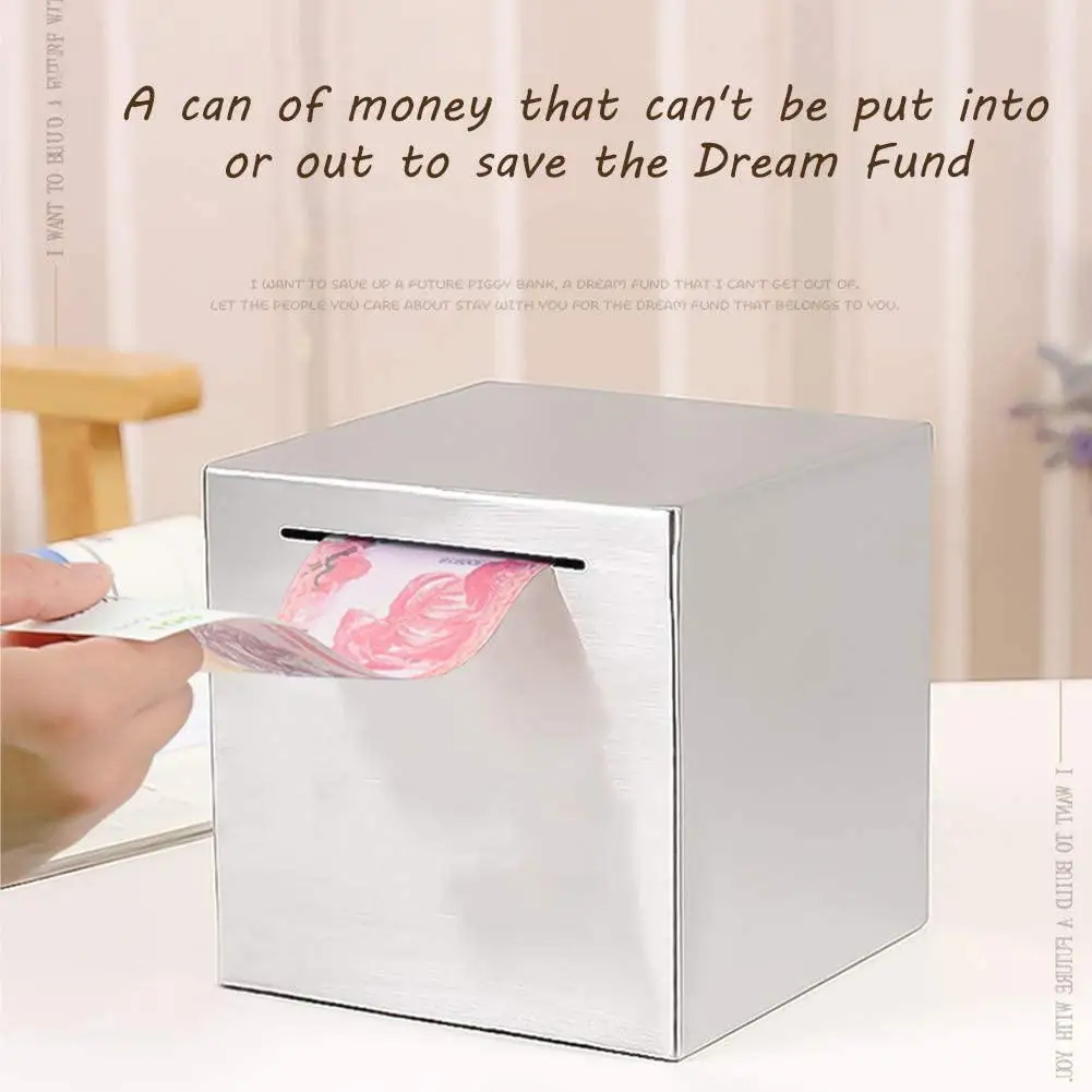 Stainless Steel Piggy Bank Only Enter Not Exit Large Capacity Money Savings Bank For Children\'s Metal Cash Box Coin Piggy Bank