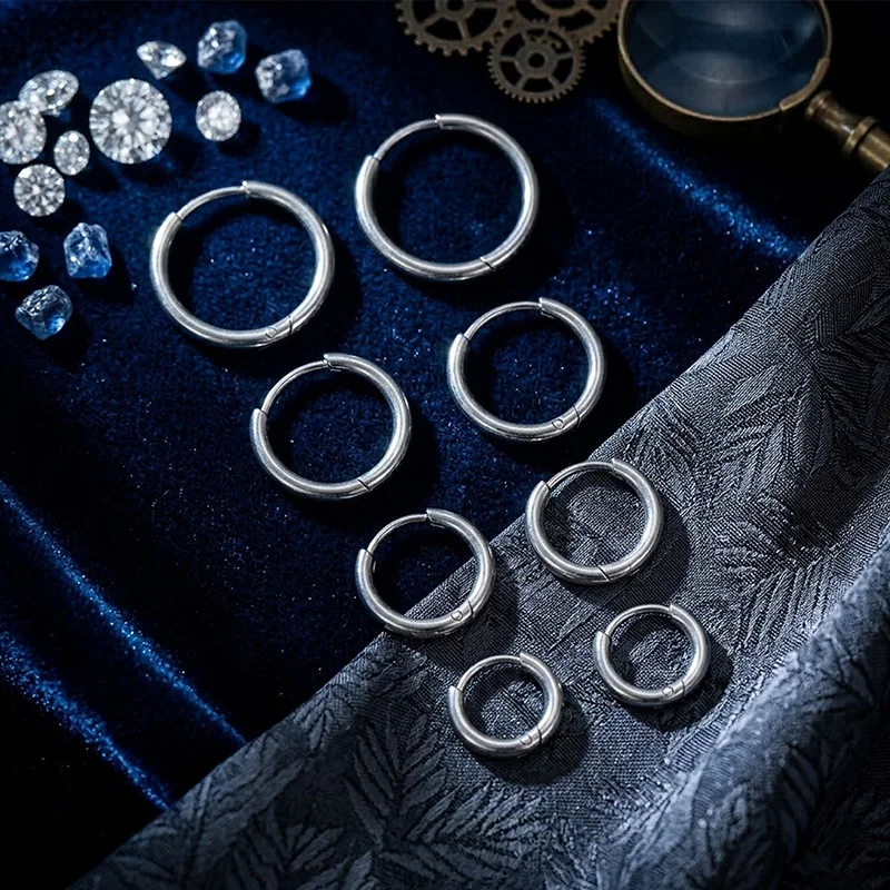 Pendientes de Aro Pequeños Redondos de Acero Inoxidable 316L, Pendientes de Cartílago y Trago, Hipoalergénicos, Unisex