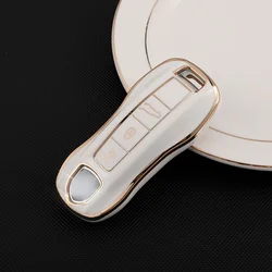 Tpu Car Key Case Cover for Porsche 971 Cayenne Macan Panamera 4 2013 2018 2021 2022 GTS Turbo 4S Key Cover Car Keychain Keyring