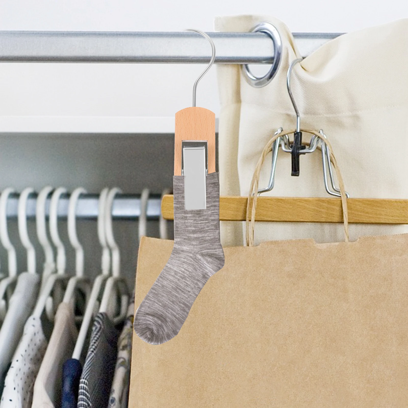 

Stylish Stainless Steel Coat and Hat Clip Versatile Clothing Hanger for Closet Laundry Hook Clothes Hanging Clip with Hook