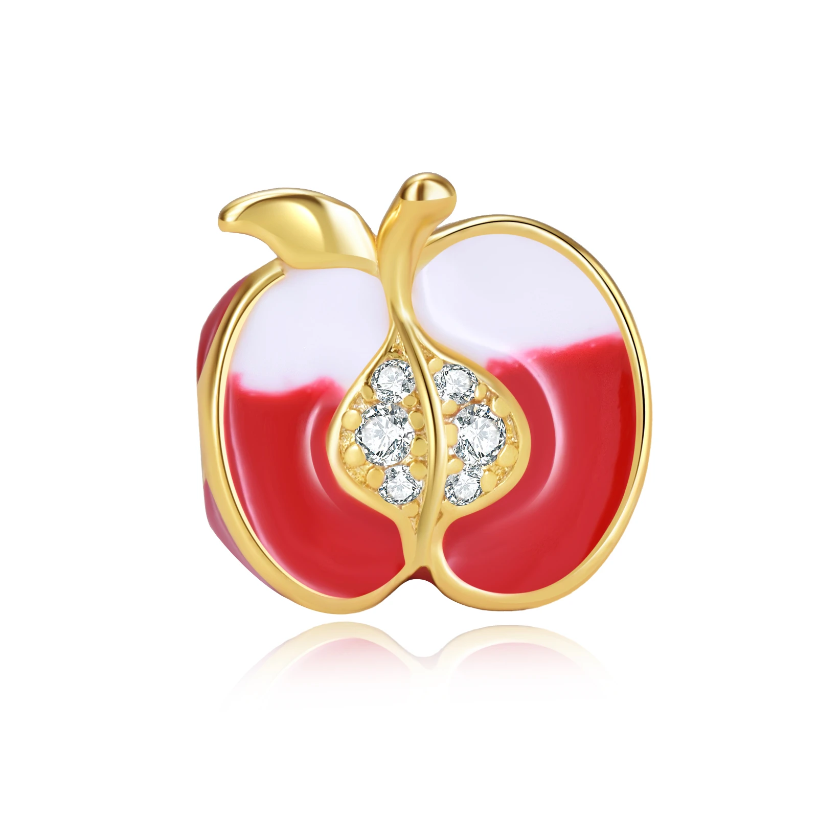 

PANQDIY925 Очаровательные бусины из стерлингового серебра Изысканные бусины в форме яблок Изысканная эмаль Мастерство ювелирных изделий своими руками Шарм для браслетов из бисера