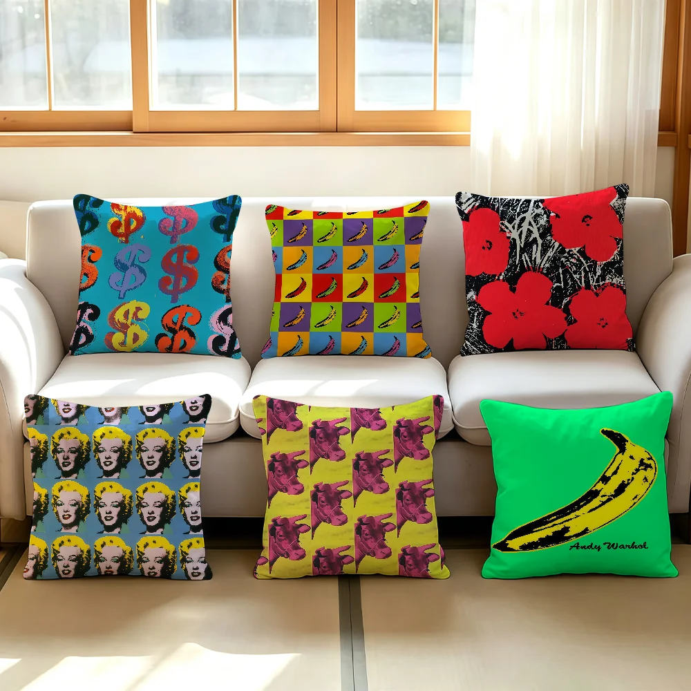 A-Andy Warhol Art cushion cover Anti-dustmite Sofa Cushion Decorative Office Cover Lounge Area Indoor & Outdoor Use