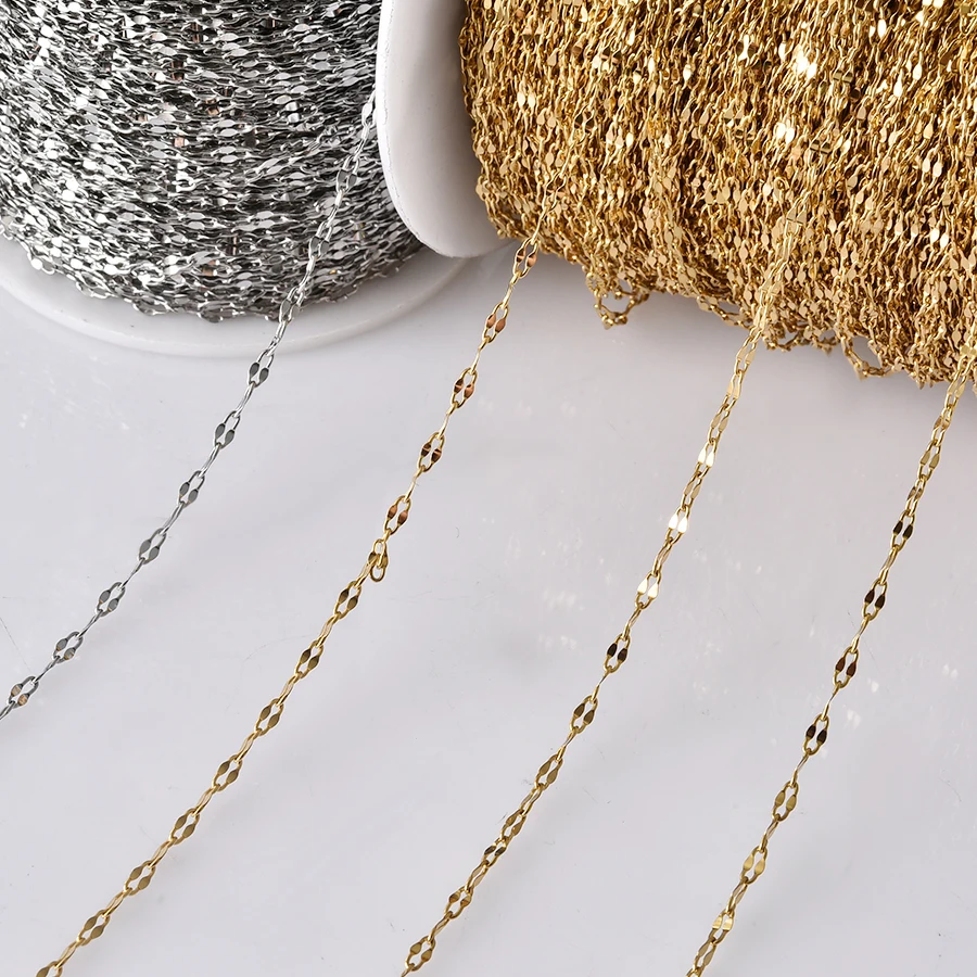 Elegante 45/50/60/70/80/90cm Edelstahl-Lippenketten für Damen und Herren, modische Choker-Halsketten, Schmuck, DIY-Anhänger – Detail 5