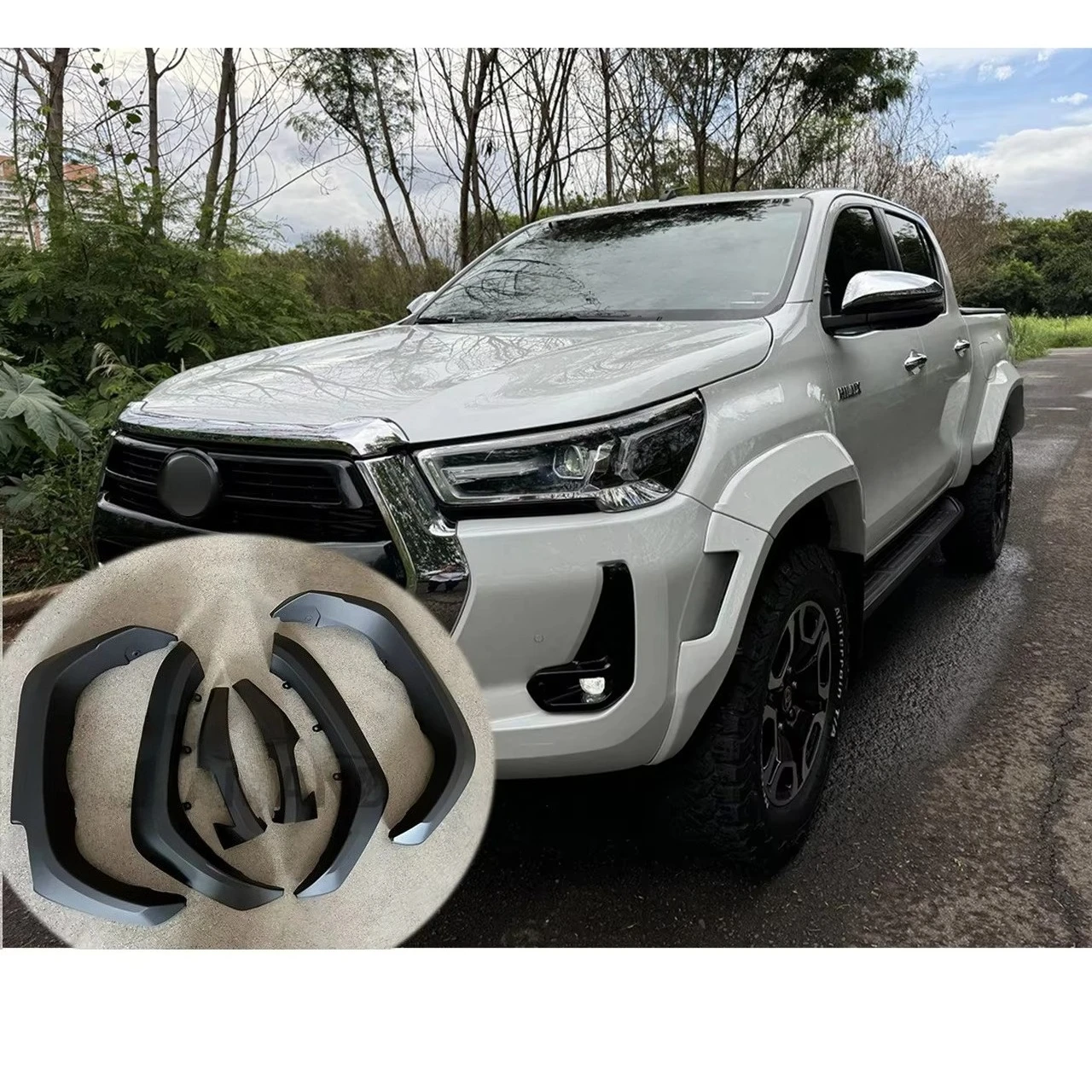 

Gloss Black SRX GR Fender Flares for Hilux 2016-2024 South America Version ABS GR Sport Fender Flares Wheel Arch Accessories