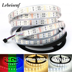 5M 600LEDs podwójny rząd elastyczna taśma LED na RGB SMD 5050 lampa DC 12V IP67 wodoodporna biała FPCB wyróżnij biały ciepły kolor światła Bar