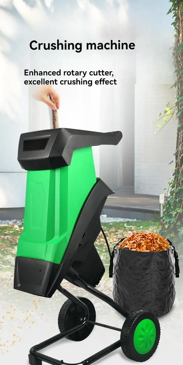 Electric Small Home Use Wood Chipper Branch Crusher for Orchard Tree Trunk Easy to Operate