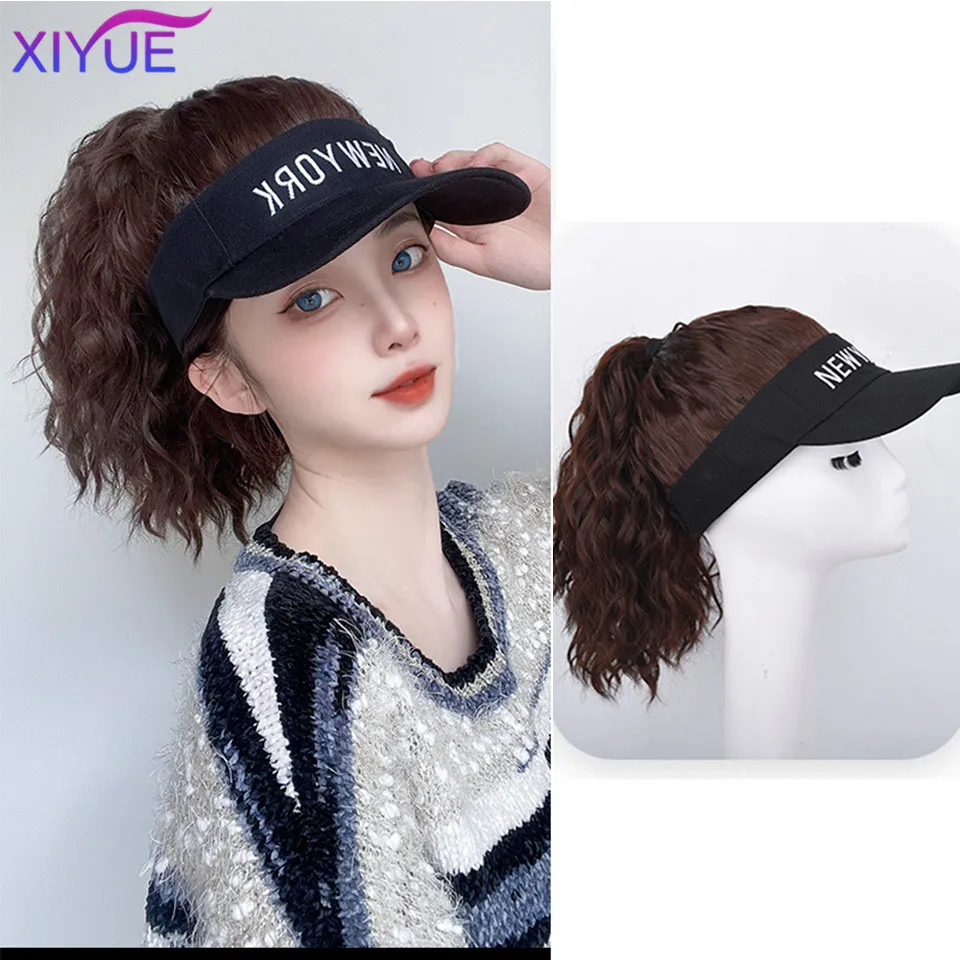 

XIYUEAll Cap Wig Hair Extension Black Curly Ponytail Cheap Wigs On Sale Clearance Woman Hat For The Sun Sporty