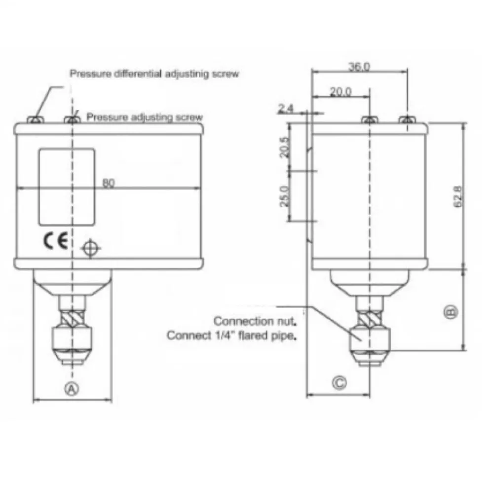 Industrial Pressure Switch with Adjustable 5 to 30bar Range for Air Compressor Applications Stainless Steel Waterproof Case